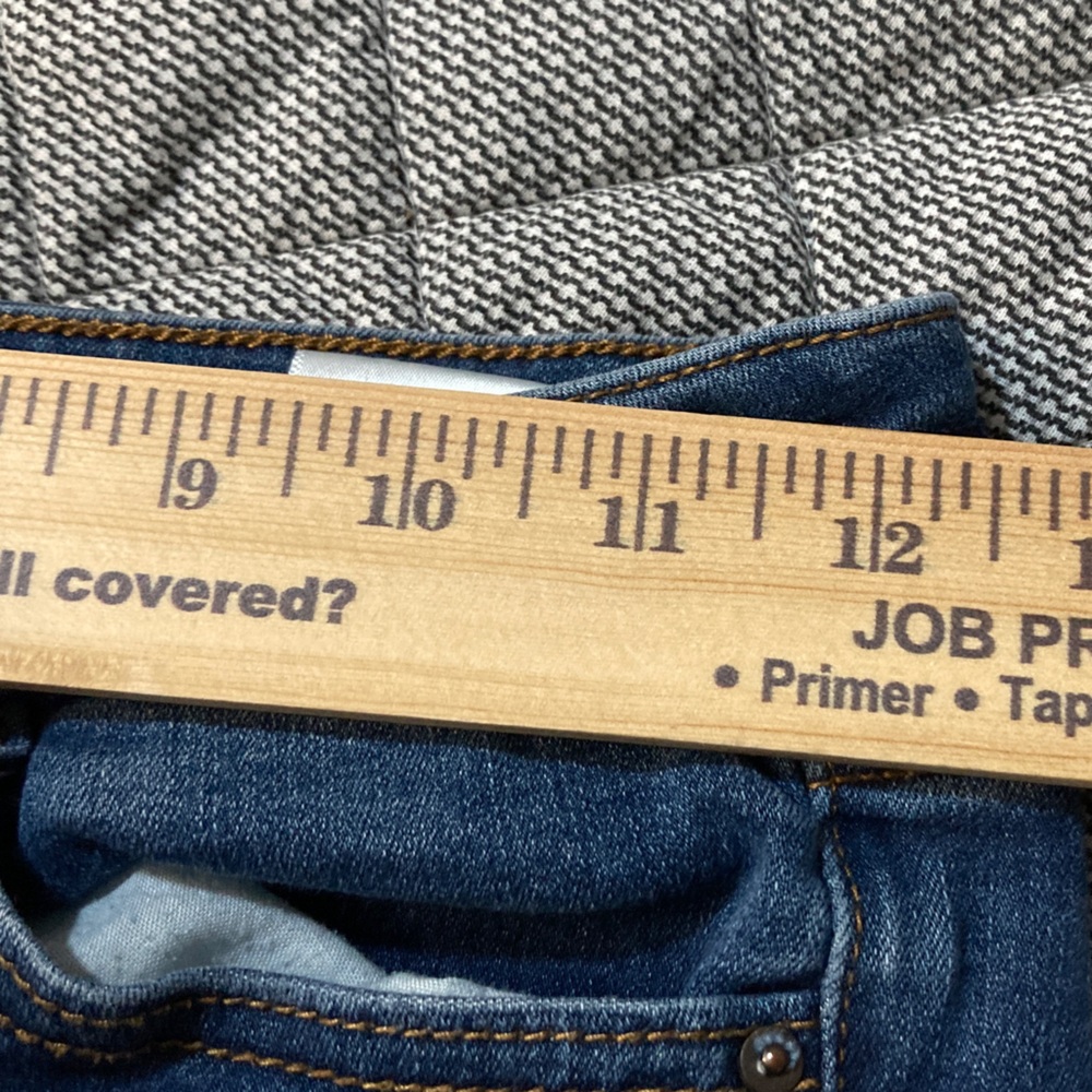 High-Rise Dark Blue Distressed Skinny Jeans with Button Fly - Picture 6 of 8